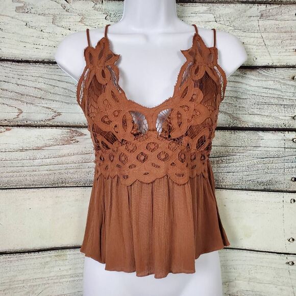 Rue21 Large Brown Crochet Lace Boho Tank Top Festival Style - Picture 1 of 7
